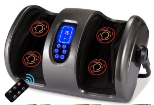 Reflexology Shiatsu Foot Massager w/ High-Intensity Rollers, Remote Control, Gray