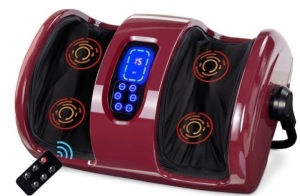 Reflexology Shiatsu Foot Massager w/ High-Intensity Rollers, Remote Control, Burgundy