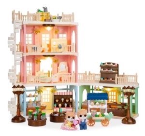 Deluxe Cottage Dollhouse Mansion Pretend Toy Playset w/ Tiny Critters