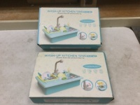 Lot of (2) Wash-Up Kitchen Sink Toy Sets. Appear New