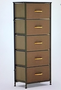 WAYTRIM Vertical Dresser Storage Tower with 5 Drawers,Fabric Organizer Dresser Tower for Bedroom, Hallway,Entryway, Closets - Brown, Like New Retail - $69.99