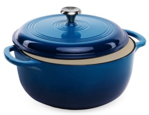 6qt Non-Stick Enamel Cast-Iron Dutch Oven Kitchen Cookware w/ Side Handles, Deep Blue