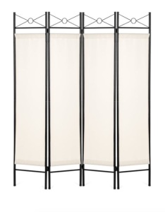 4-Panel Folding Privacy Screen Room Divider Decoration Accent, 6ft, White