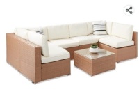 Best Choice Products 7-&nbsp;Piece Modular Outdoor ,Sectional Wicker PatioFurniture Conversation,&nbsp;Sofa Set w/ 6 Chairs, 2&nbsp;Pillows, Seat Clips,Coffee Table, Cover&nbsp;Included,&nbsp;Natural/lvory, Like New - Retail - $699