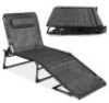 Portable Patio Chaise Lounge Chair Outdoor Recliner w/ Pillow, Gray