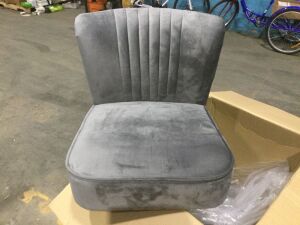 Set of 2 Grey Upholstered Dining Chairs 