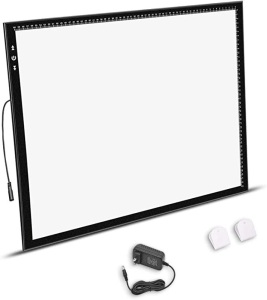 HSK, A2 Light Box, Aluminium Frame, Super Thin 6mm, Touch Lock/Unlock, Dimmer Button, 20W, Super Bright, LED 5500 lux with Adapter, Like New, Retail - $66.90