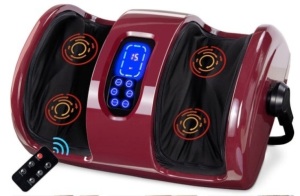 Reflexology Shiatsu Foot Massager w/ High-Intensity Rollers, Remote Control, Burgundy