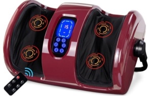 Reflexology Shiatsu Foot Massager w/ High-Intensity Rollers, Remote Control, Burgundy