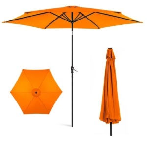 Outdoor Steel Market Patio Umbrella Decoration w/ Tilt, Crank Lift - 10ft, Orange