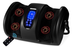 Reflexology Shiatsu Foot Massager w/ High-Intensity Rollers, Remote Control, Satin Black