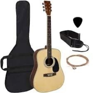 41in Acoustic Guitar Starter Kit w/ Digital Tuner, Padded Case, Picks, Strap