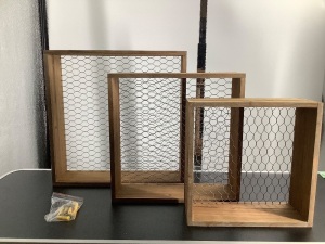 Set of 3 Chickenwire Decorative Shelves, Appears New