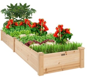 8x2ft Wooden Raised Garden Bed Planter for Garden, Lawn, Yard