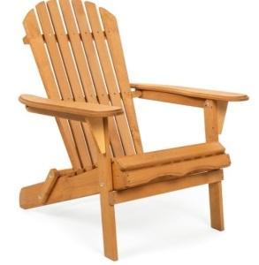 Folding Wooden Adirondack Chair Accent Furniture w/ Natural Finish - Brown