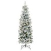 Pre-Lit Snow Flocked Artificial Pencil Christmas Tree