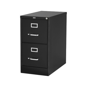 2-Drawer Vertical File Cabinet, Locking, Letter, Black, 26.5"