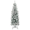 Snow Flocked Artificial Pencil Christmas Tree w/ Stand