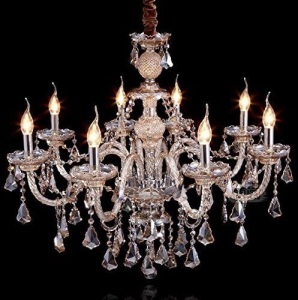 Cognac 8 Lights K9 Crystal Chandelier, 31x28 Inches. Appears New