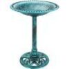 Vintage Outdoor Garden Bird Bath w/ Fleur-de-Lis Accents