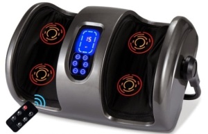 Reflexology Shiatsu Foot Massager w/ High-Intensity Rollers, Remote Control, Gray