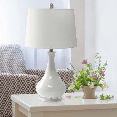 Elegant Designs LT3312-WHT Ceramic Tear Drop Shaped TableLamp, White, Like New, retail - $52.27