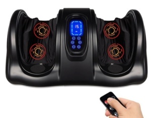 Therapeutic Foot Massager w/ High Intensity Rollers, Remote, 3 Modes, Black