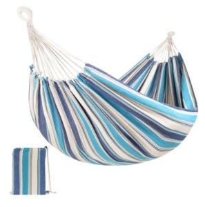 2-Person Brazilian-Style Double Hammock w/ Portable Carrying Bag, Ocean