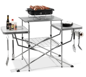 Portable Folding Grill Table w/ Carrying Case, 4 Utility Hooks