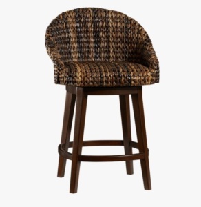 Pottery Barn, Seagrass, Bucket Swivel Counter Stool, Havana Dark, Like New, Retail - $449