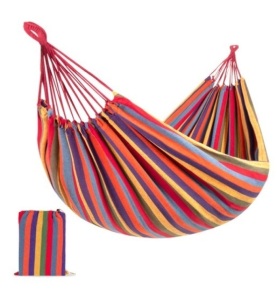 2-Person Brazilian-Style Double Hammock w/ Portable Carrying Bag, Rainbow