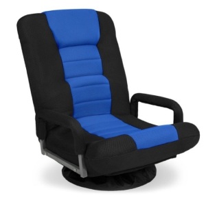 Gaming Floor Chair w/ 360-Degree Swivel, Armrest, Adjustable Backrest, Black/Blue