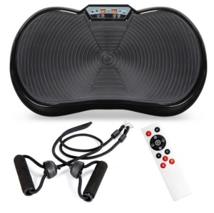 Vibration Plate Exercise Machine Full Body Fitness Platform w/ Bands, Black