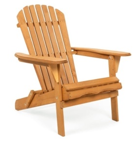 Folding Wooden Adirondack Chair Accent Furniture w/ Natural Finish - Brown