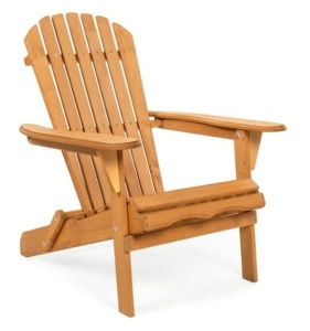 Folding Wooden Adirondack Chair Accent Furniture w/ Natural Finish - Brown