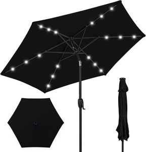 Best Choice Products, 7.5', Outdoor, Solar Market Table Patio Umbrella for Deck, Pool W/Tilt, Crank, LED Lights, Like New, Retail - $59.99