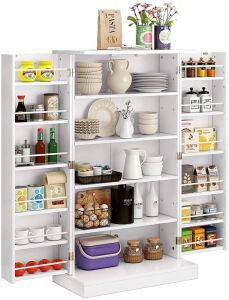 41" Kitchen Pantry with Doors and Adjustable Shelves