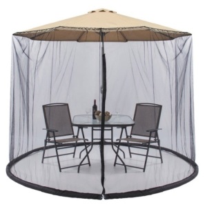 Adjustable Bug Net Accessory for Patio Umbrella w/ Zippered Door - 9ft