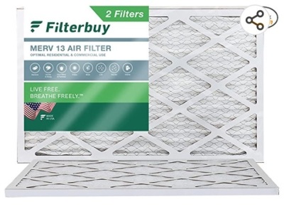 Filterbuy 16x24x1 Air Filter MERV 13 Optimal Defense (2-Pack), Pleated HVAC AC Furnace Air Filters Replacement (Actual Size: 15.38 x 23.38 x 0.75 Inches), Like New, Retail - $32.60