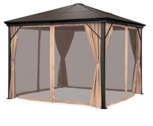 Outdoor Hardtop Gazebo w/ Aluminum Frame, Side Curtains, Netting - 10x10ft