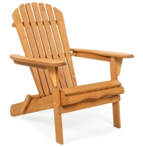 Folding Wooden Adirondack Chair Accent Furniture w/ Natural Finish - Brown 