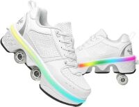 Double-Row Deform Wheel Automatic Walking Shoes, Size 6.5