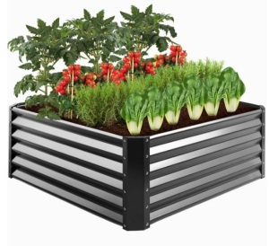 Outdoor Metal Raised Garden Bed for Vegetables, Flowers, Herbs - 4x4x1.5ft