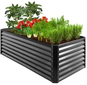 Outdoor Metal Raised Garden Bed for Vegetables, Flowers, Herbs - 6x3x2ft, Gray 