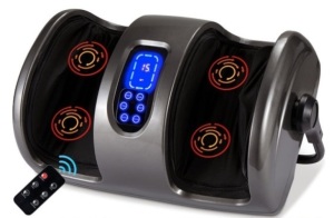 Reflexology Shiatsu Foot Massager w/ High-Intensity Rollers, Remote Control, Gray