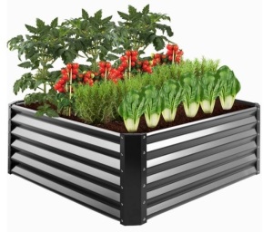 Outdoor Metal Raised Garden Bed for Vegetables, Flowers, Herbs - 4x4x1.5ft