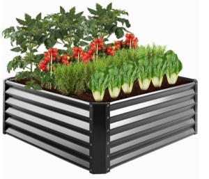 Outdoor Metal Raised Garden Bed for Vegetables, Flowers, Herbs - 4x4x1.5ft