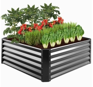 Outdoor Metal Raised Garden Bed for Vegetables, Flowers, Herbs - 4x4x1.5ft