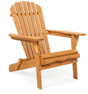 Folding Wooden Adirondack Chair Accent Furniture w/ Natural Finish - Brown