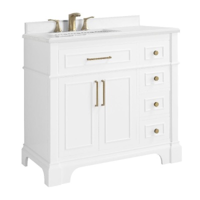Home Decorators Collection Melpark 36 In. W X 22 In. D Bath Vanity With Cultured Marble Vanity Top and Sink, White - Appears New 